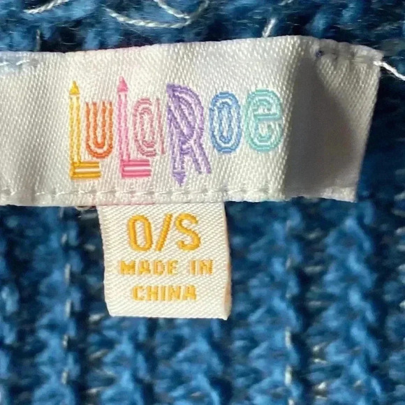 LULAROE WOMENS CROCHET LOOK BLUE PONCHO 4 BUTTON FRONT ONE SIZE FITS MOST - Picture 6 of 9